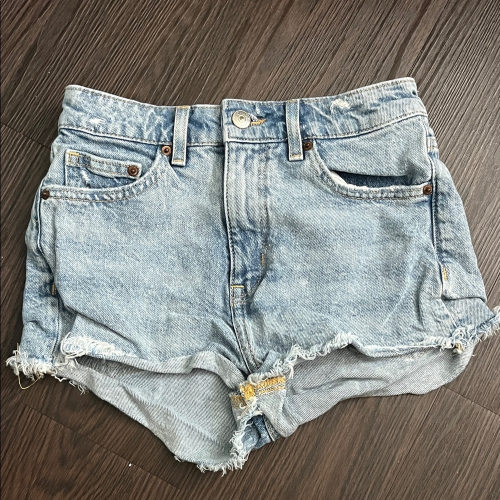 H&M Light Blue Distressed Jean Shorts
